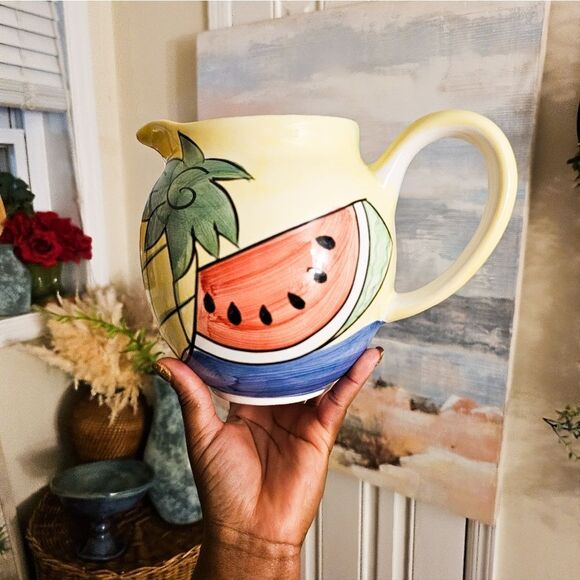 Y2K Hand-Painted Fruit Ceramic Pitcher – 9 Cup Capacity – Glossy Summer Aestheti - Picture 12 of 15
